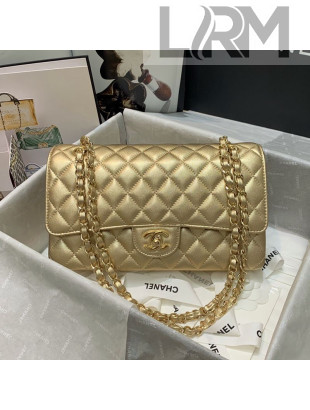 Chanel Metallic Lambskin Medium Flap Bag A69901 Gold 2021
