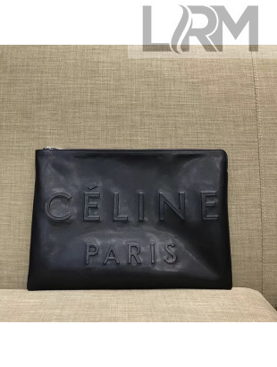 Celine Made in Large Clutch Pouch in Leather Black 2018