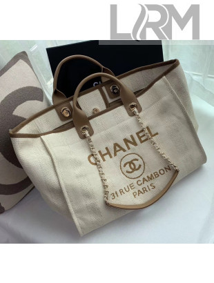 Chanel Mixed Fibers And Calfskin Shopping Bag A66941 Beige 2020