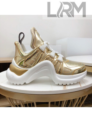 Louis Vuitton LV Archlight Metallic Leather Sneakers Gold 298 2020