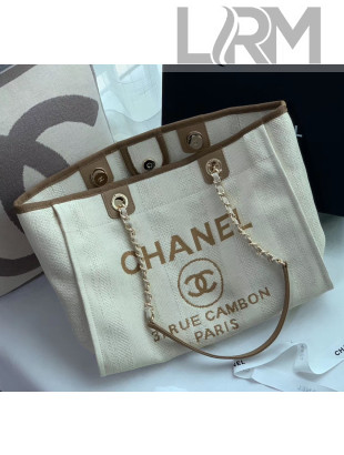 Chanel Mixed Fibers And Calfskin Small Shopping Bag Beige 2020