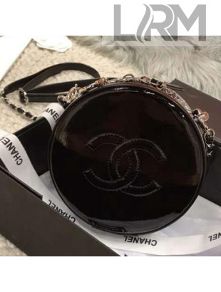 Chanel Patent Leather Round As Earth Evening Bag A91946 Black 2018