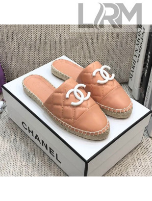 Chanel Quilted Lambskin Flat Espadrilles Light Pink 2021