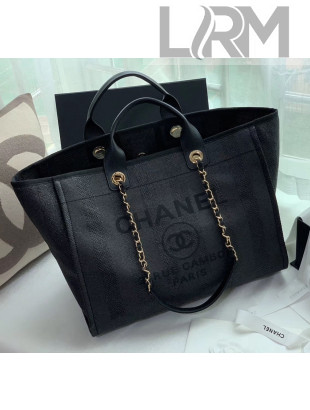 Chanel Mixed Fibers And Calfskin Shopping Bag A66941 Black 2020