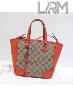 Gucci GG Canvas and Leather Tote Bag 449241 Orange 2021