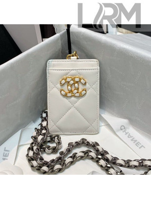 Chanel 19 Badge Holder with Chain AP1745 White 2021