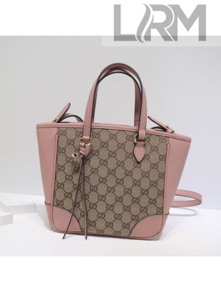 Gucci GG Canvas and Leather Tote Bag 449241 Pink 2021