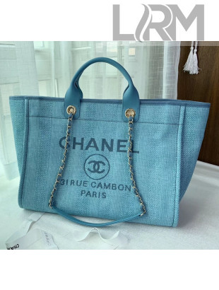 Chanel Mixed Fibers And Calfskin Shopping Bag A66941 Cyan 2020