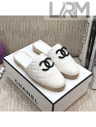 Chanel Quilted Lambskin Flat Espadrilles White 2021
