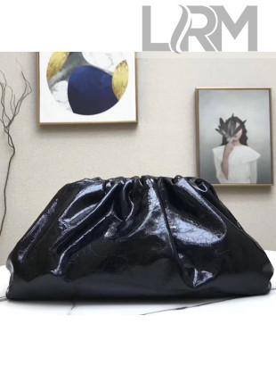 Bottega Veneta The Pouch Soft Oversize Clutch Bag in Metallic Leather Black 2020