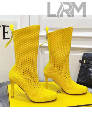 Fendi Reflections Woven Lace Ankle Boots Yellow 2021