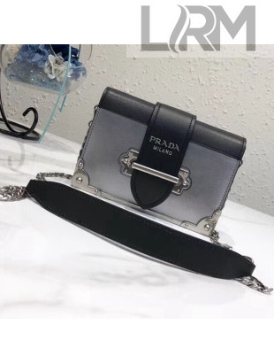 Prada Metallic Calf Leather Shoulder Bag 1BH018 Grey/Black 2018