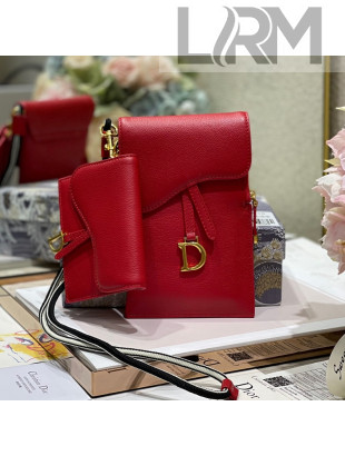 Dior Saddle Multifunctional Pouch Red 2021