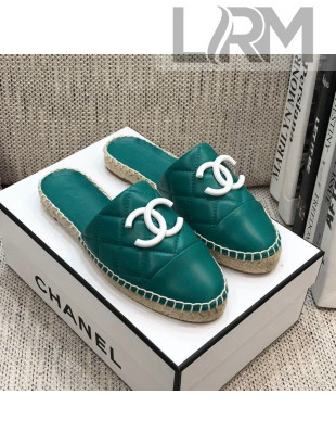Chanel Quilted Lambskin Flat Espadrilles Blue 2021
