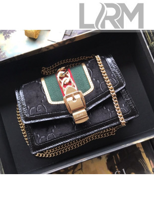 Gucci Sylvie Velvet Mini Chain Bag ‎494646 Black 2018