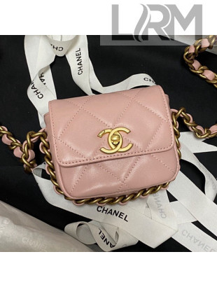 Chanel Calfskin Small Flap Coin Purse with Chain AS2376 Pink 2021