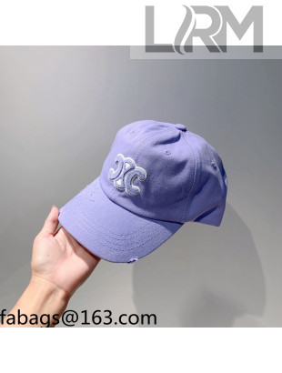 Celine Triomphe Logo Canvas Baseball Hat Purple 2021