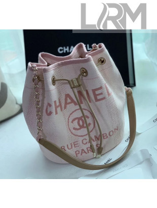 Chanel Mixed Fibers And Calfskin Small Drawstring Bag AS1045 Pink 2020