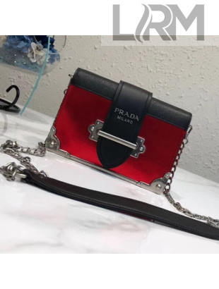 Prada Metallic Calf Leather Shoulder Bag 1BH018 Red/Black 2018
