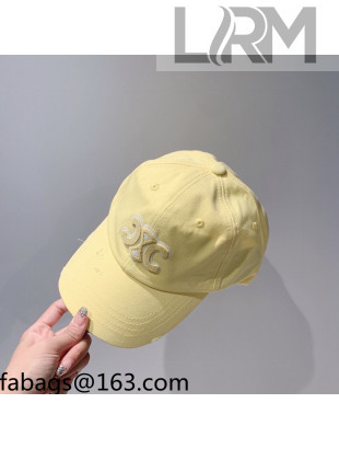 Celine Triomphe Logo Canvas Baseball Hat Yellow 2021