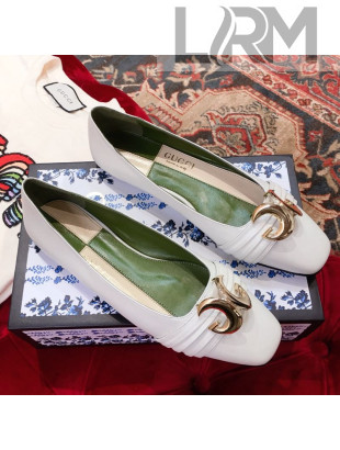 Gucci Leather Ballet Flat with Half Moon GG 572816 White 2019