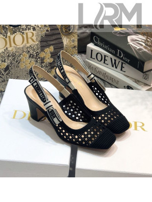Dior x Moi Slingback Pumps in Black Cannage Embroidered Mesh 2020