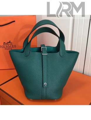 Hermes Togo Calfskin Leather Picotin Lock PM/MM Bag Malachite Green