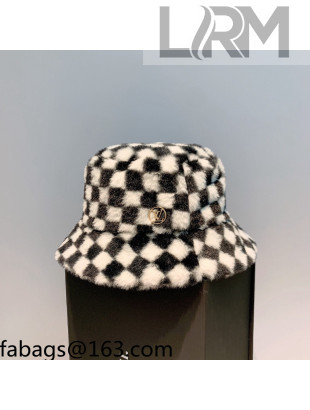 Louis Vuitton Check Rabbit Fur Bucket Hat White/Black 2021 10474