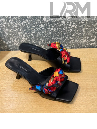 Versace Lambskin Heel Slide Sandals 5.5cm Black 2021 33
