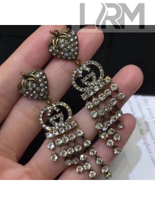 Gucci Strawberry GG Crystal Tassel Earrings 2019