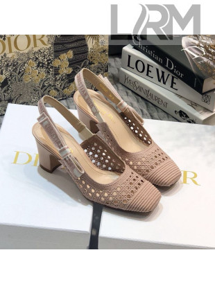 Dior x Moi Slingback Pumps in Nude Cannage Embroidered Mesh 2020