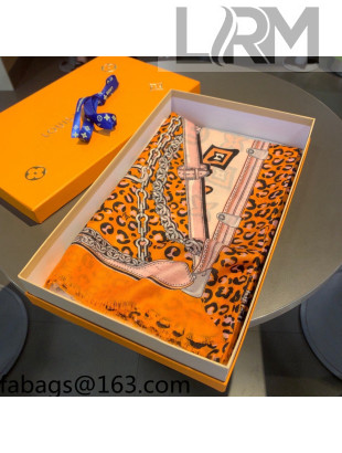 Louis Vuitton Leopard Monogram Cashmere Long Scarf 100x200cm Orange 2021