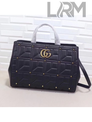 Gucci GG Marmont Matelassé Top Handle Bag With Studs 443505 Black 2017