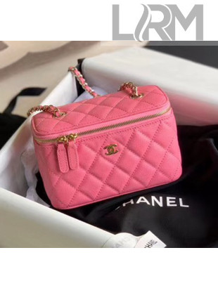 Chanel Grained Calfskin Small Vanity Clutch Bag with Classic Chain AP1341 Rosy 2020