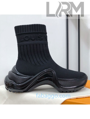 Louis Vuitton LV Archlight Knit Stretch Sock Sneaker Boots All Black 2020