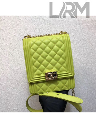 Chanel Smooth Calfskin Boy North/South Flap Bag AS0130 Fluorescent Green 2019