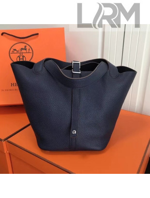 Hermes Togo Calfskin Leather Picotin Lock PM/MM Bag Deep Blue