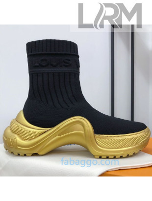 Louis Vuitton LV Archlight Knit Stretch Sock Sneaker Boots Black/Gold 2020