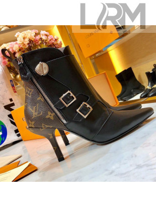 Louis Vuitton LV Janet Calfskin High-Heel Ankle Short Boot Black/Monogram 2019