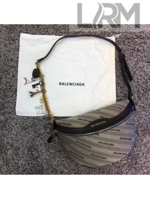 Balen...ga Souvenir Small Jacquard Logo Belt Bag Grey 2018