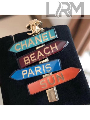 Chanel Direction Brooch AB1705 Blue/Purple/Orange 2019