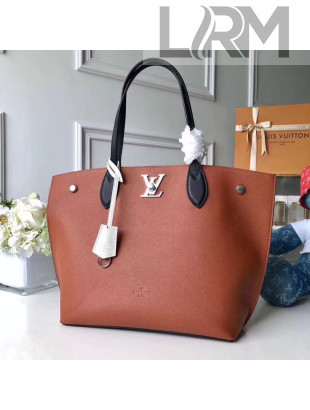 Louis Vuitton Calfskin Lockme Go Handle Tote Bag Brown 2018