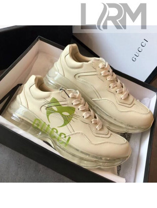 Gucci Rhyton Mask Leather Sneakers with Transparent Sole White/Green 2020 (For Women and Men)