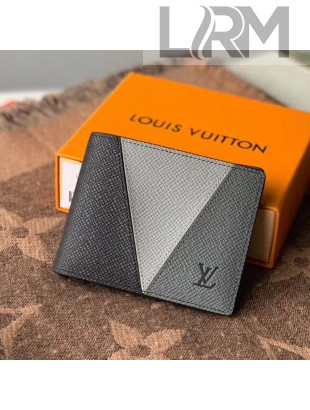 Louis Vuitton Men's Multiple Wallet in V Patchwork Grained Leather M63261 Grey 2020