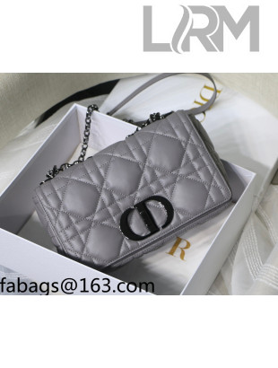 Dior Medium Caro Chain Bag in Quilted Macrocannage Calfskin Grey/Black Hardware 2021