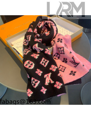 Louis Vuitton Monogram Knit Wool Long Scarf 30x180cm Pink/Black 2021