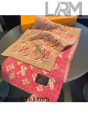 Louis Vuitton Monogram Knit Wool Long Scarf 30x180cm Pink/Camel Brown 2021
