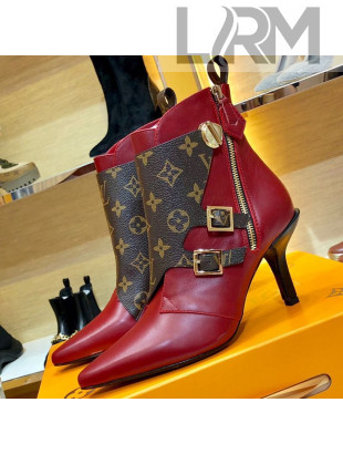 Louis Vuitton LV Janet Calfskin High-Heel Ankle Short Boot Red/Monogram 2019