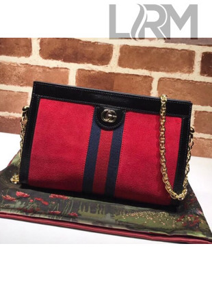 Gucci Ophidia Small Shoulder Bag in Suede 503877 Black/Red 2020