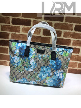 Gucci Flora Print GG Canvas Tote Bag 211137 Blue 2021